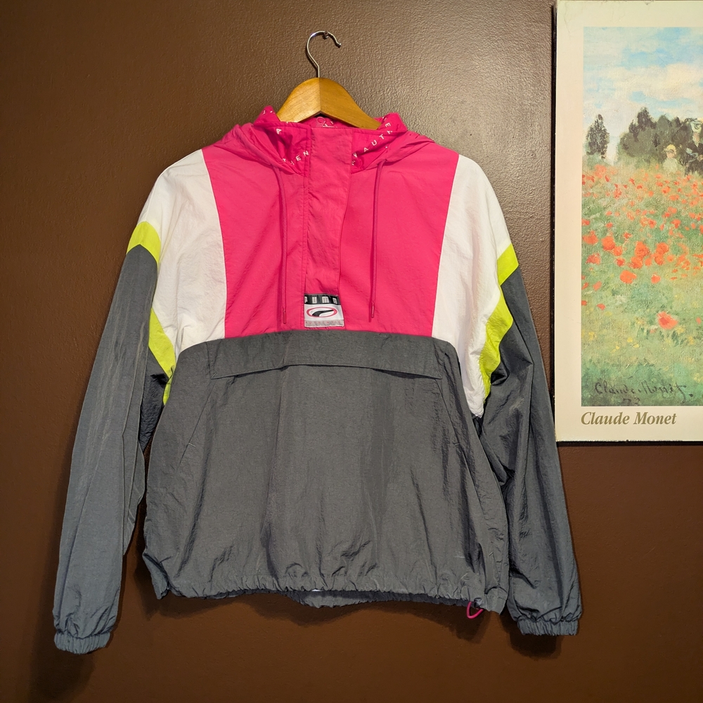 Puma Vintage Pink and Gray Colorblock Windbreaker